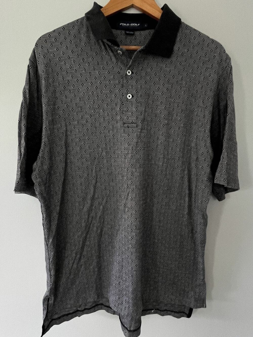 Polo Golf Ralph Lauren Shirt — Men's Large — Black Diamond Geometric